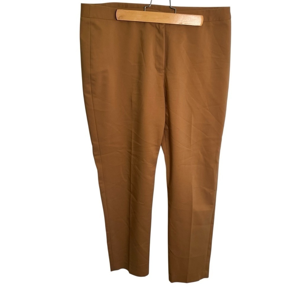 Kasper Womens Size 10 Trousers Tan Brown Tapered Leg Mid-Rise No Pockets Stretch